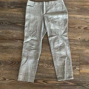 Black, gray and light pink plaid dress pants